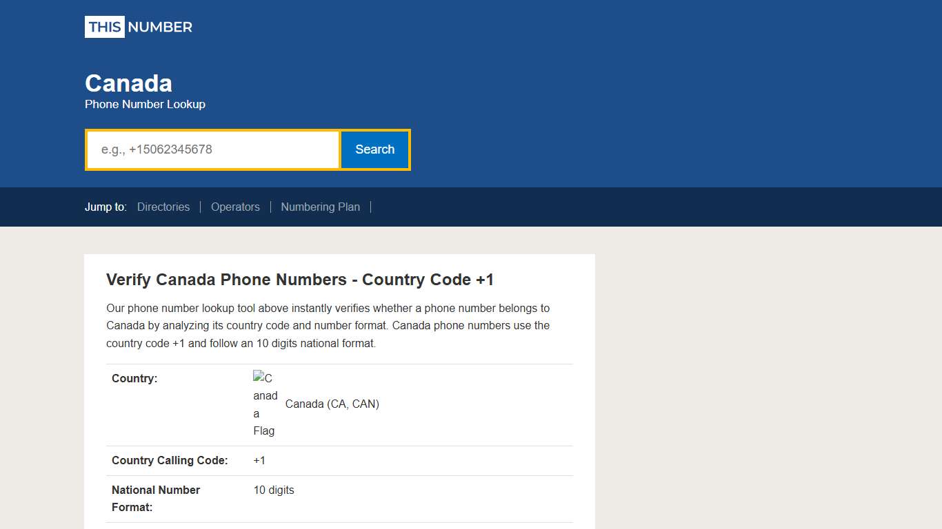 Canada Phone Number Lookup +1 - ThisNumber